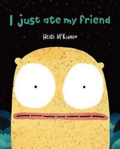 Cover of a book showing a yellow cartoon face with large white eyes in the night with stars