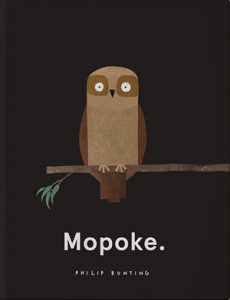 Cover of a book showing a collage of a mopoke owl