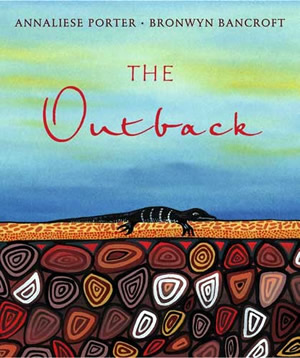 Cover of a book with richly painted earth and a goanna baking in the sun- Australian Aborigial style painting